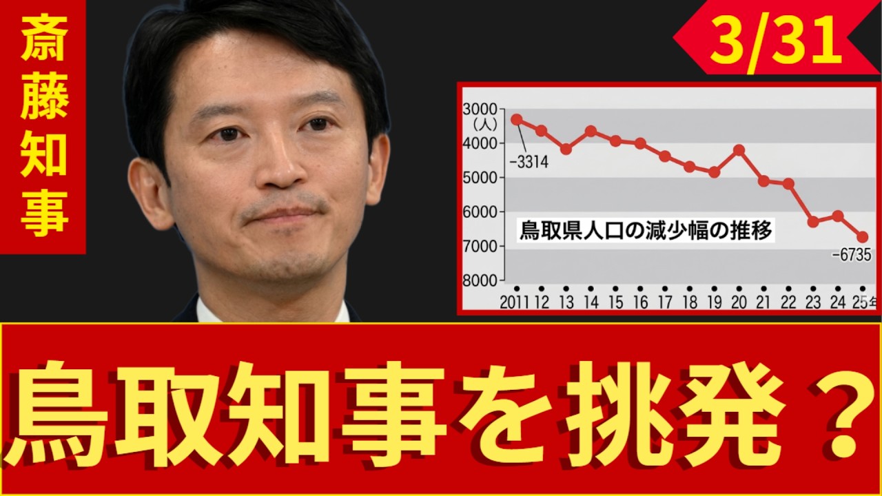 【ナゾ】斎藤元彦「採用募集動画」に自撮り登場！字幕も手話もない「無配慮」動画の一方で県職員応募者数は？県人口減少では鳥取県知事挑発か？