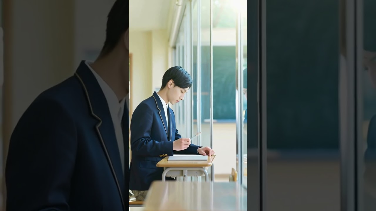 窓辺で未来を見つめる男子高校生｜進路・受験・青春イメージ動画