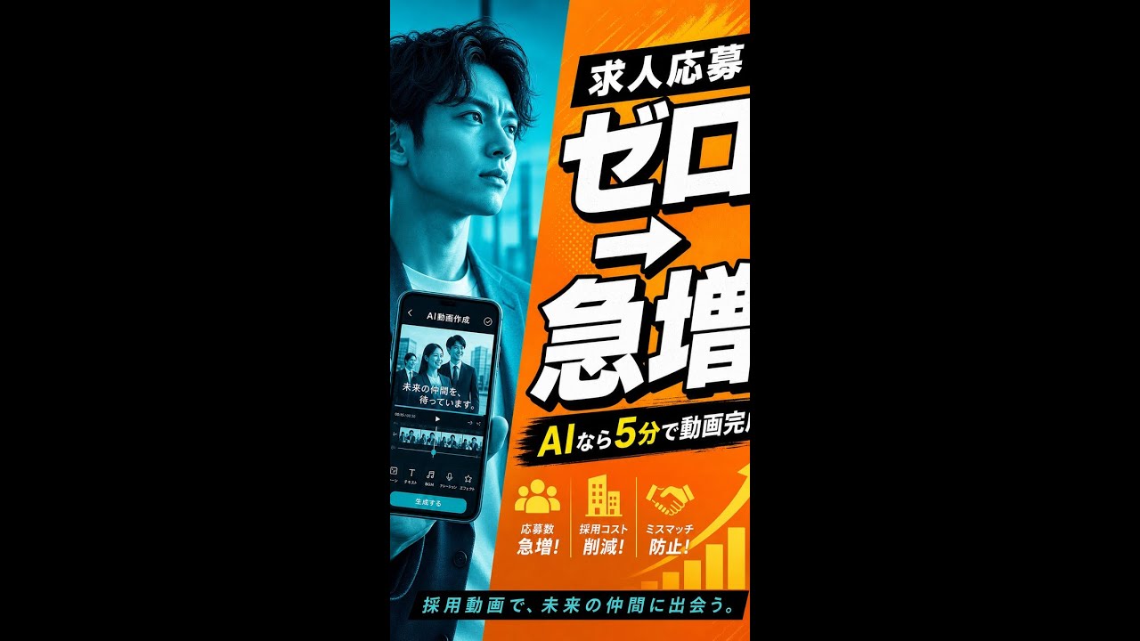 【採用動画を毎日量産】AIで5分・8クリック完成｜求人応募を急増させる方法