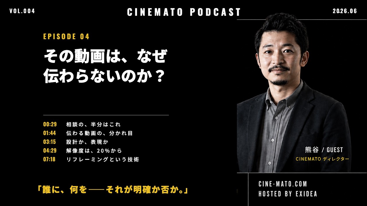 サービス紹介動画が“伝わらない”本当の理由｜同じ商品でも刺さる相手が変わる「リフレーミング」とは【CINEMATO Podcast #4】