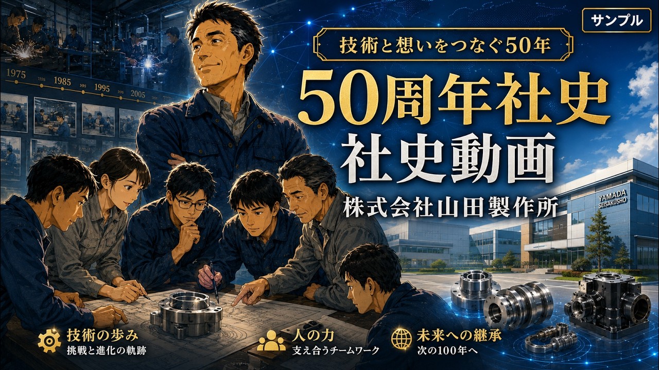 【社史動画サンプル】株式会社山田製作所｜創業50周年記念アニメーション「繋ぐ技術、受け継がれる想い」