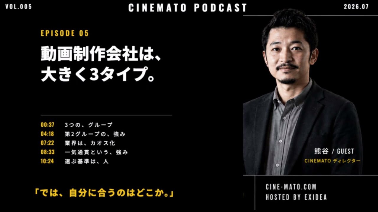 動画制作の市場を分解｜自社に合った動画制作パートナーの見つけ方とは【CINEMATO Podcast #5】