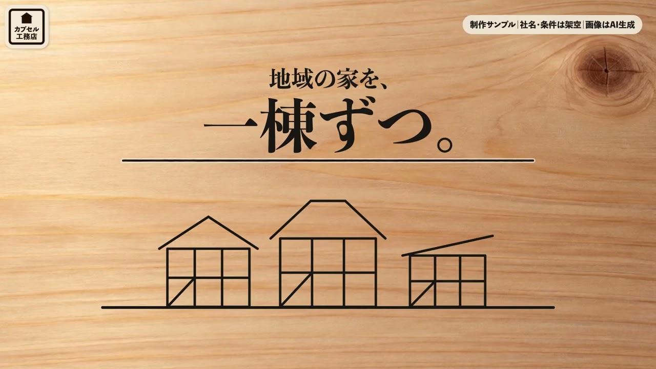 【制作実績】工務店の採用動画｜柱に書かれた「ありがとう」から始まる30秒｜カプセルメディア
