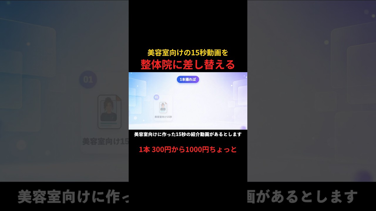 美容室向けの15秒動画を 整体院に差し替える